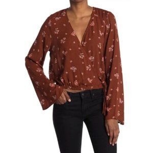 NWT We My People Floral Surplice Bell Sleeve Crop Top | M